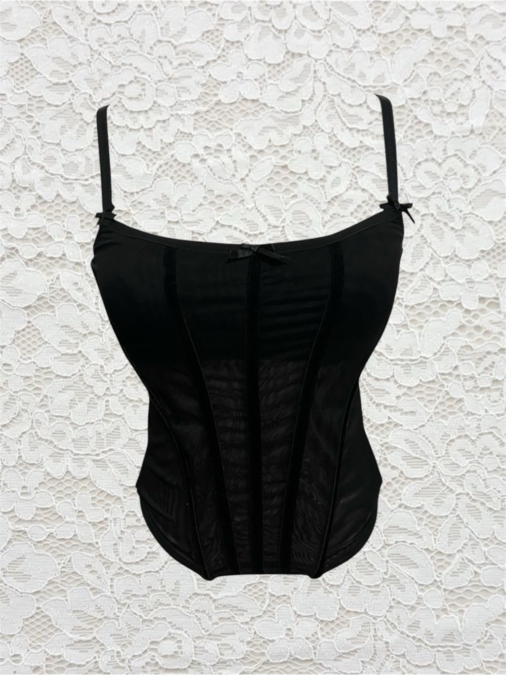 unif deadstock “device” corset with velvet and bow detailing